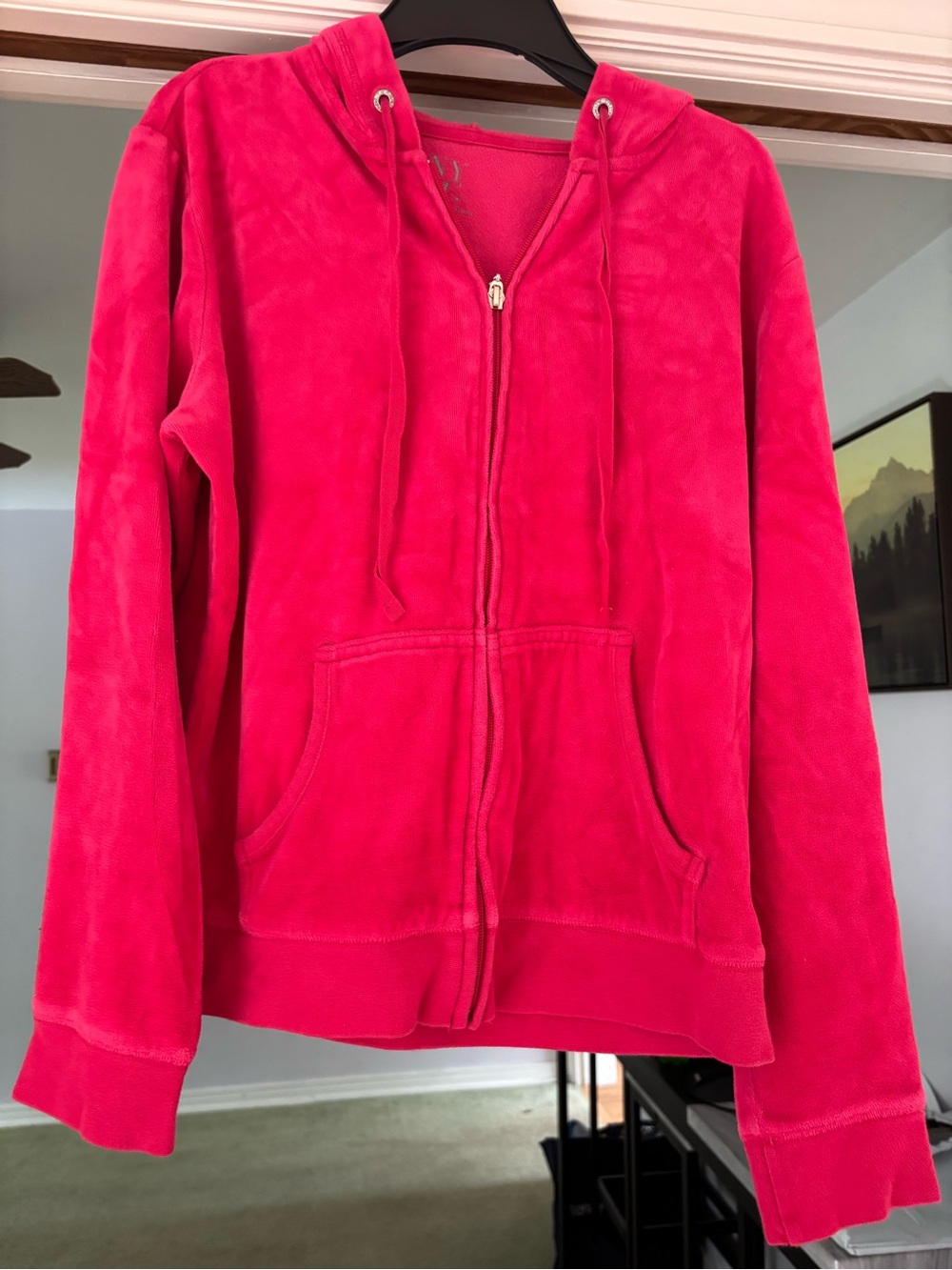New York & Company Hot Pink Zip-Up Teddy Jacket